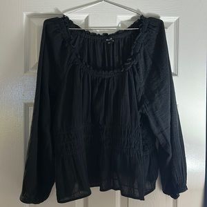 MADEWELL 100% cotton black peasant top